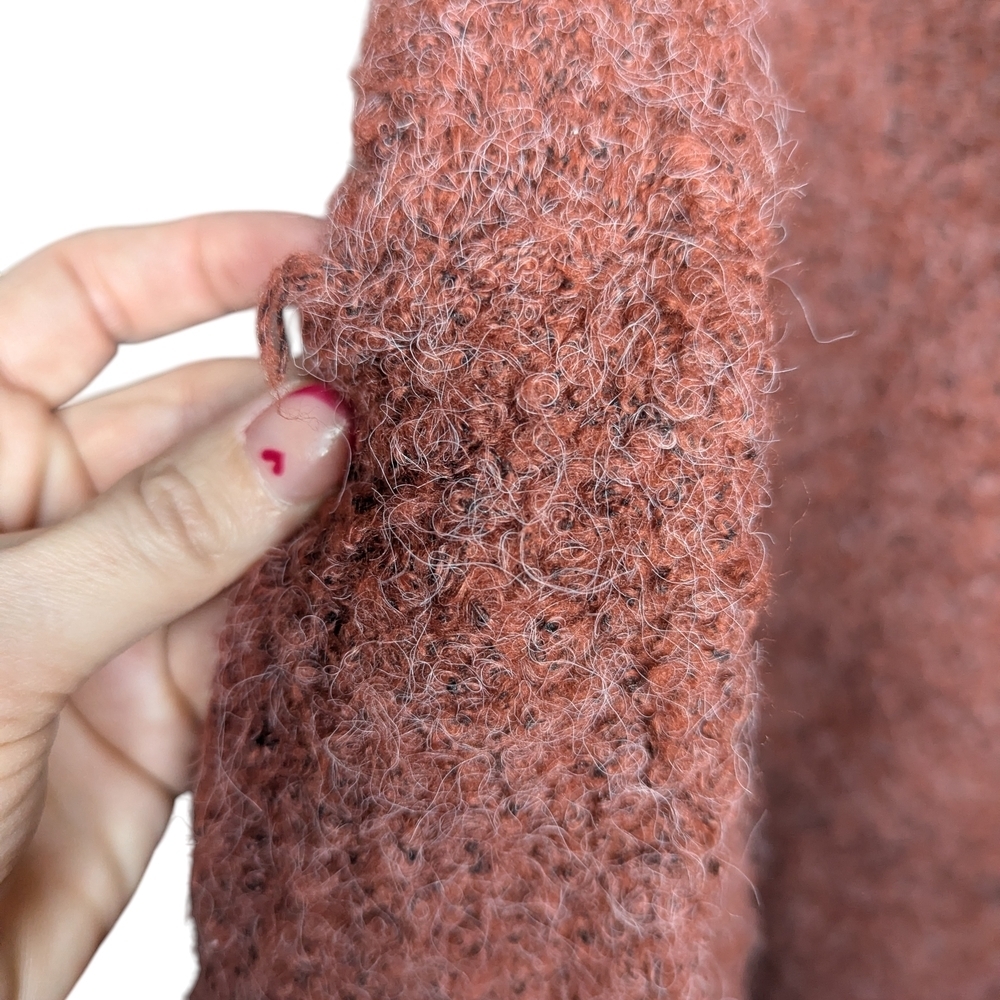 Free People Mila Hoodie Sweater Size Small Cherry Mahogany Oversized Boucle Knit - Picture 13 of 14